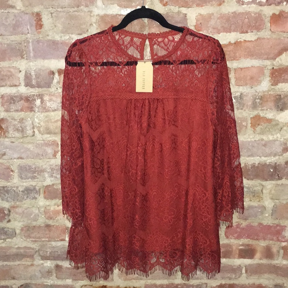 NWT ModCloth Burnt Orange Lace Top